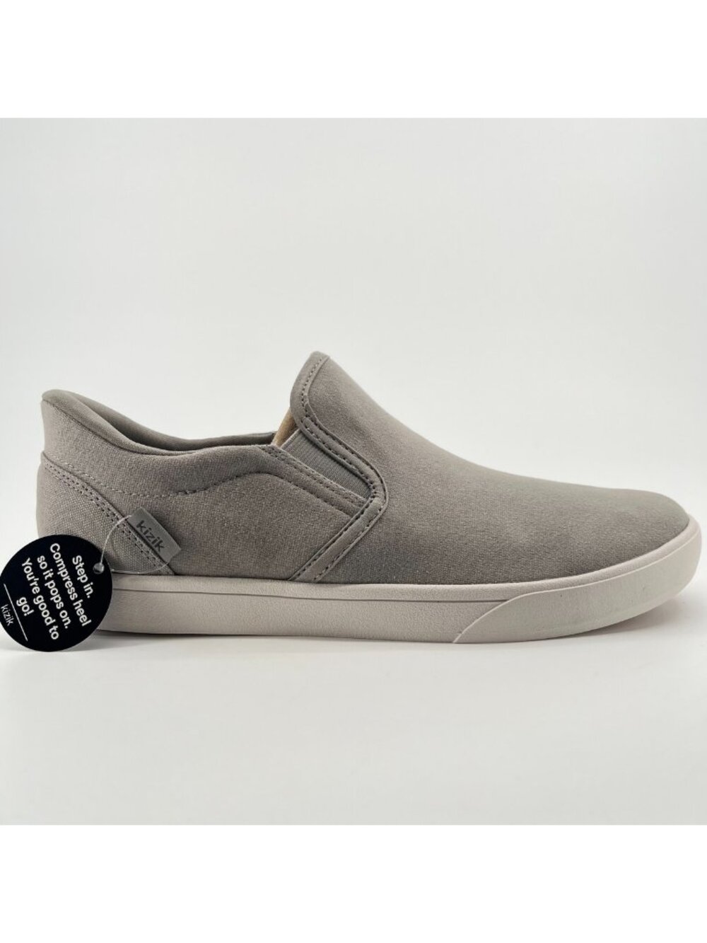 Kizik Venice Mens Size 10.5 Gray White Athletic Slip On Hands Free Shoes Sneaker